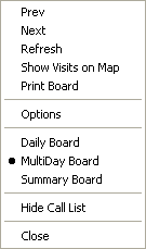 Board dropdown menu