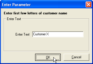 Enter Parameter dialogue box