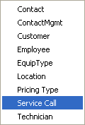 Service Call menu line