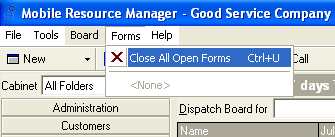 Close All Open Forms menu line