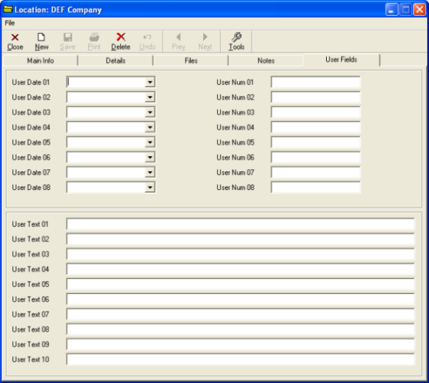 Location: DEF Company - User Fields