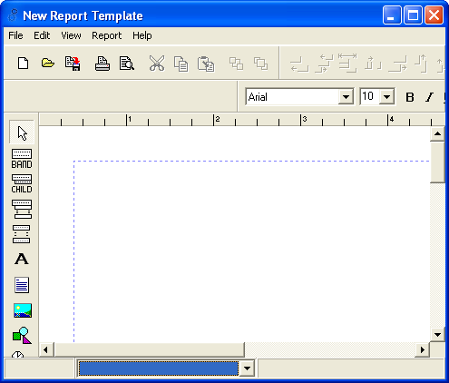 New Report Template report writer dialogue box blank