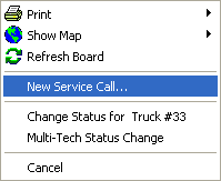 New Service Call... menu line