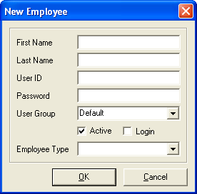 New Employee dialogue box