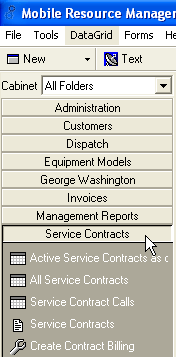 Service Contracts button bar