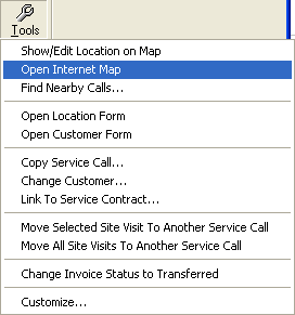 Tools long dropdown menu - Open Internet Map menu line